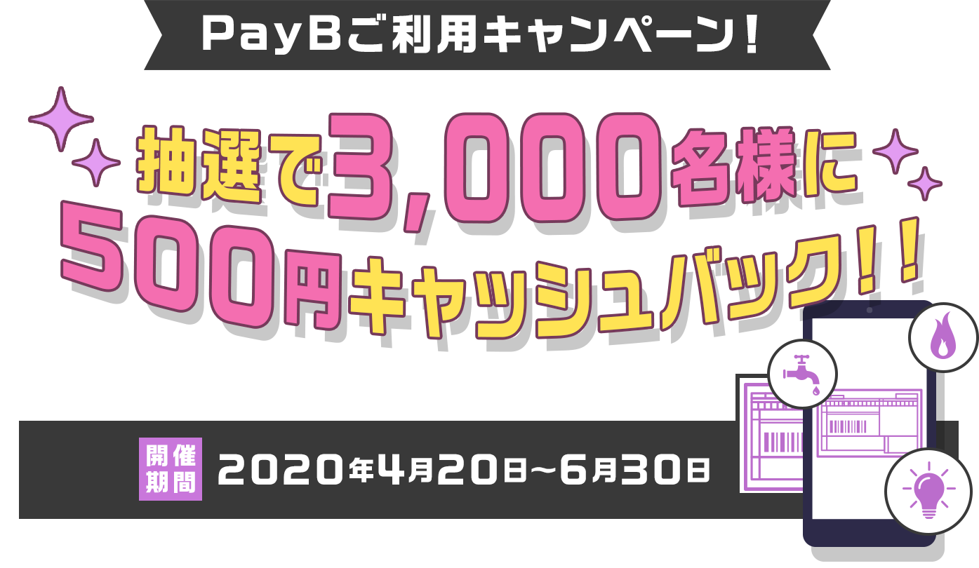 PayBご利用キャンペーン抽選で3,000名様に500円キャッシュバック 開催期間2020年4月20日?6月30日